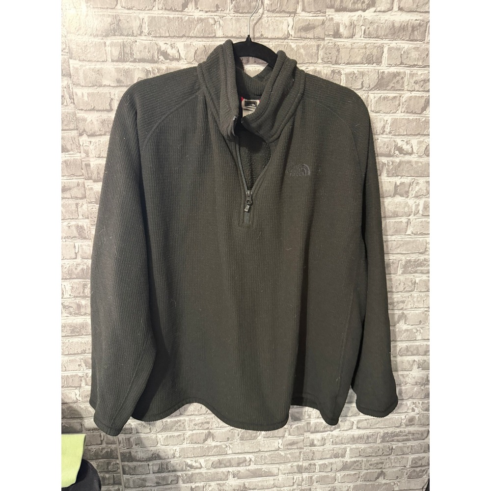 The North Face Mens XL Black Waffle Knit Quarter Zip Fleece Pullover Jacket